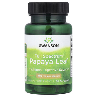 Swanson Vitamins, Hoja de papaya Full Spectrum®, 400 mg, 60 cápsulas