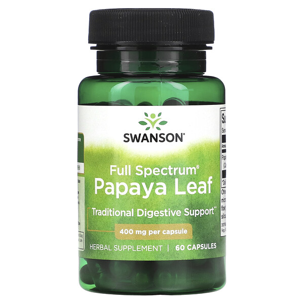 Swanson‏, Full Spectrum Papaya Leaf, 400 mg, 60 Capsules