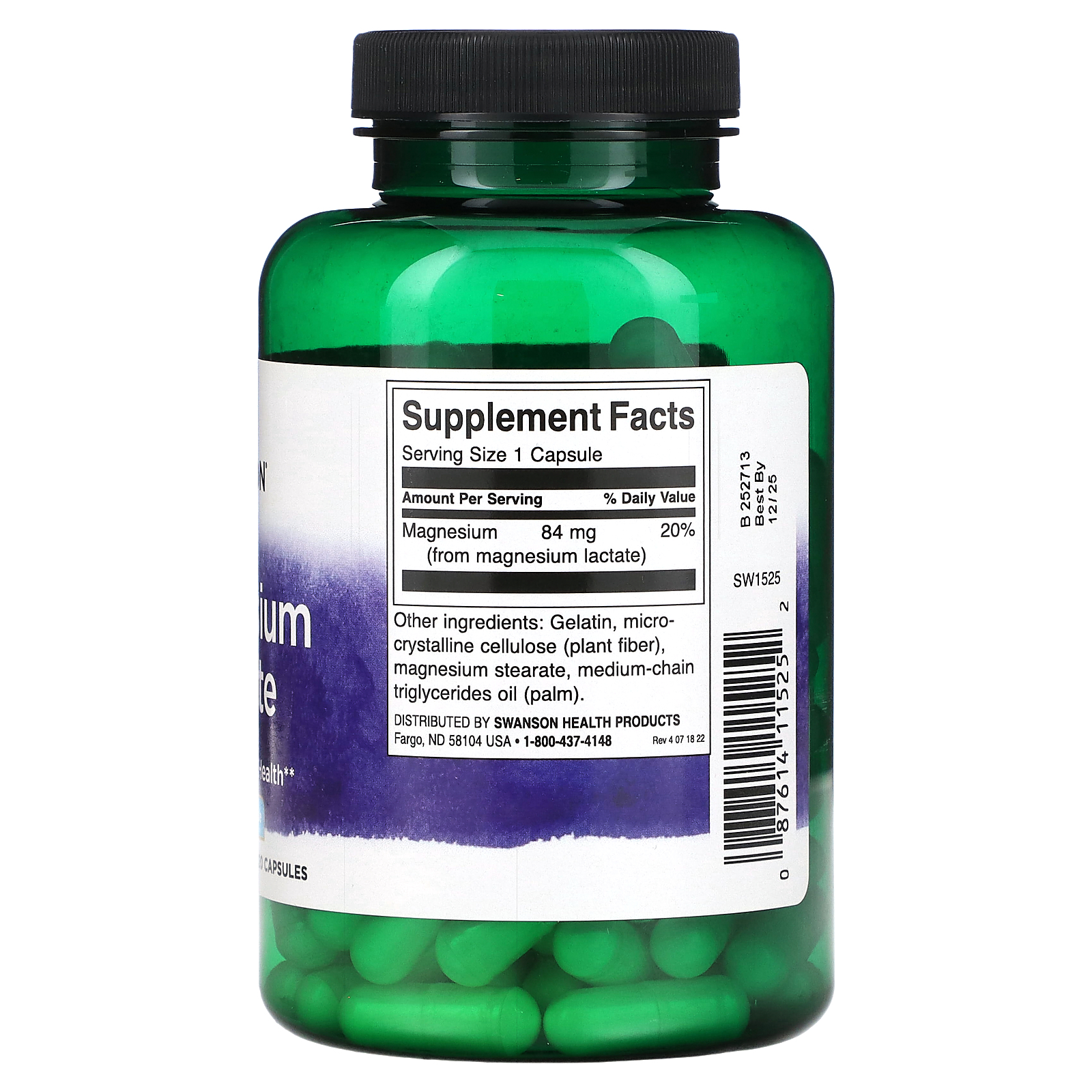 Swanson, Magnesium Lactate, 84 mg, 120 Capsules