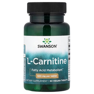 Swanson Vitamins, L-karnitin, 30 veganske tabletter