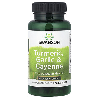 Swanson Vitamins, Cúrcuma, Ajo y cayena, 60 cápsulas