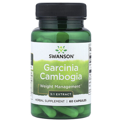 Swanson Vitamins, Garcinia cambogia, Extracto 5:1, 60 cápsulas (80 mg por cápsula)