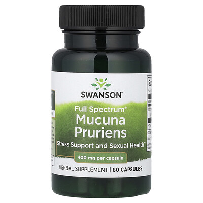 Swanson, Mucuna pruriens de espectro completo, 400 mg, 60 cápsulas