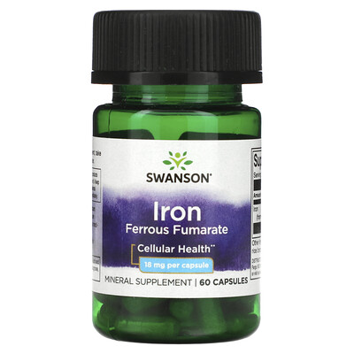 

Swanson Iron Ferrous Fumarate 18 mg 60 Capsules