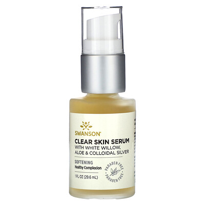 Swanson White/Silver Clear Skin Serum With Willow, Aloe & Colloidal Fl Oz (29.6 Ml) Size 1