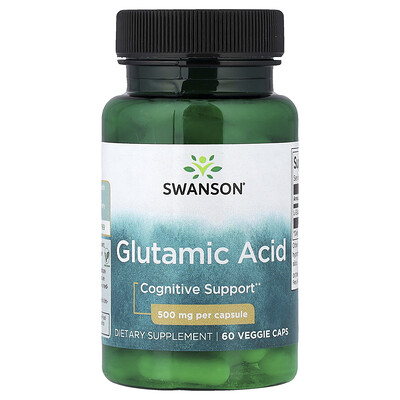 Swanson Vitamins, Ácido glutámico, 500 mg, 60 cápsulas vegetales