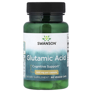 Swanson Vitamins, Ácido glutámico, 500 mg, 60 cápsulas vegetales