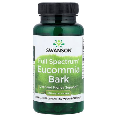 Swanson Vitamins, Corteza de Eucommia Full Spectrum®, 400 mg, 60 cápsulas vegetales