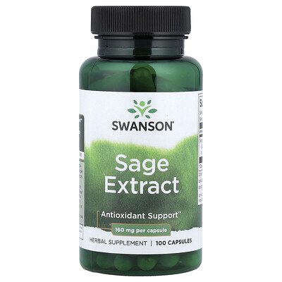 Swanson Vitamins, Extracto de salvia, 160 mg, 100 cápsulas