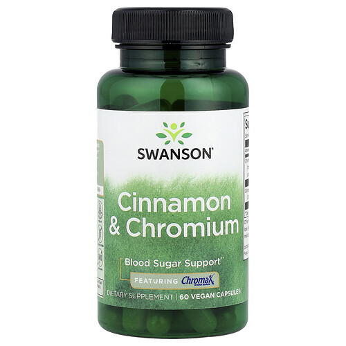 Swanson Vitamins, Cinnamon & Chromium, Zimt und Chrom, 60 vegane Kapseln