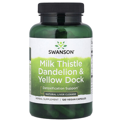 Swanson Vitamins, Cardo mariano, diente de león y muelle amarillo, 120 cápsulas