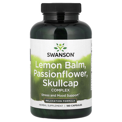Swanson Vitamins, Toronjil, Flor de la pasión, Complejo de escutelaria`` 180 cápsulas