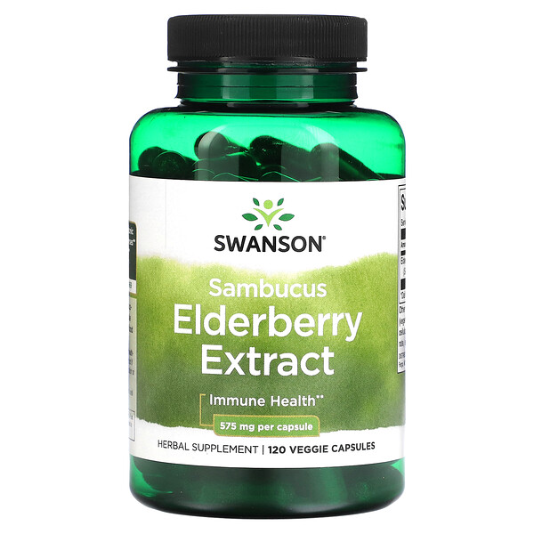 Swanson, Sambucus Elderberry Extract, 575 mg, 120 Veggie Capsules