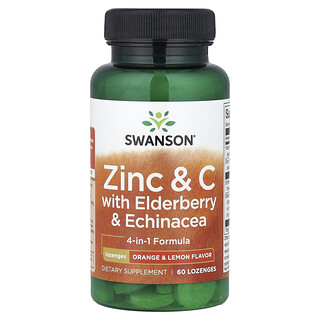 Swanson Vitamins, Zinco e C com Sabugueiro e Echinacea, Laranja e Limão, 60 Pastilhas