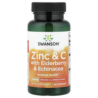 Swanson Vitamins, Zinc et C avec baie de sureau et échinacée, orange et citron, 60 pastilles