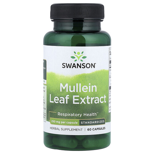 Swanson Vitamins Mullein Leaf Extract, Standardized, 250 mg, 60 Capsules