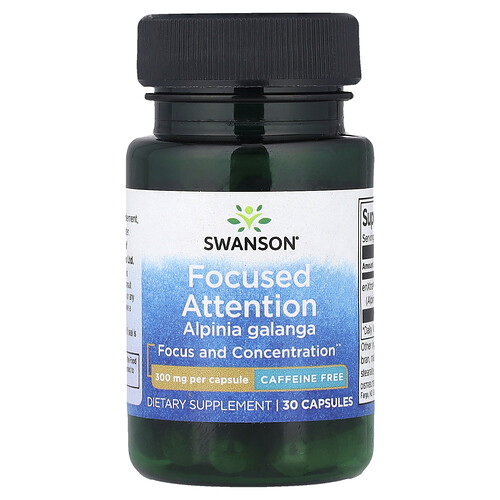 Swanson Vitamins, Focused Attention Alpinia Galanga, koffeinfrei, 300 mg, 30 Kapseln