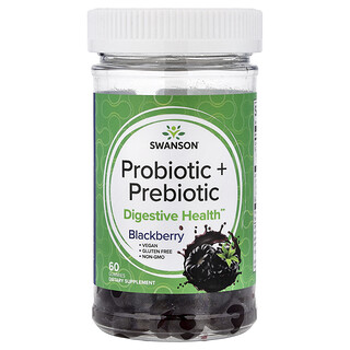 Swanson Vitamins, Gommes probiotiques + prébiotiques, Mûre, 60 gommes