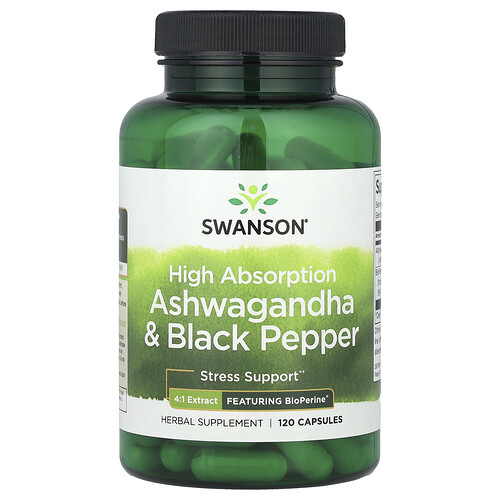 Swanson Vitamins, High Absorption Ashwagandha & Black Pepper, 120 Capsules