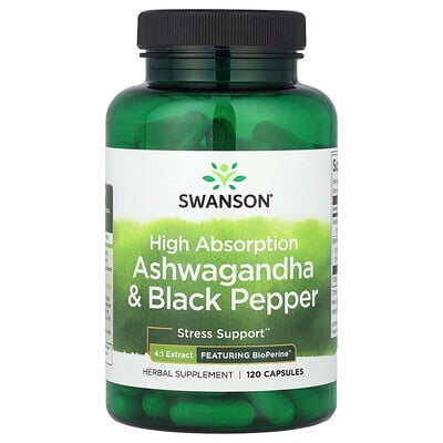 Swanson High Absorption Ashwagandha & Black Pepper 120 Capsules