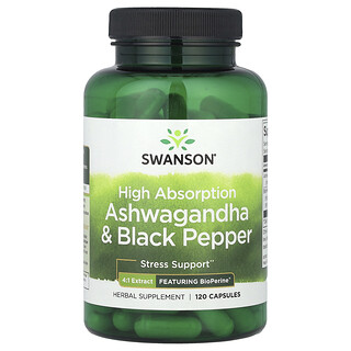 Swanson Vitamins, High Absorption Ashwagandha & Black Pepper, 120 Capsules