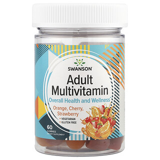 Swanson Vitamins, Adult Multivitamin Gummies, Orange, Cherry, Strawberry , 60 Gummies