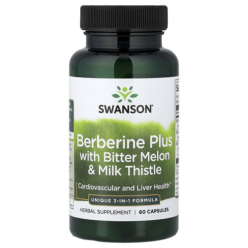 Swanson Vitamins Berberine Plus with Bitter Melon & Milk Thistle, 60 Capsules