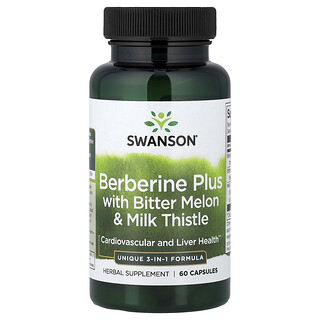 Swanson Vitamins, Berberine Plus dengan Bitter Melon & Milk Thistle, 60 Kapsul