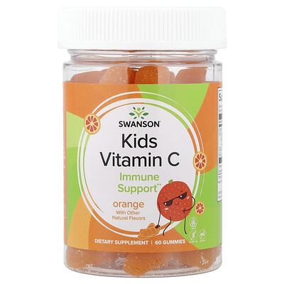 Swanson Vitamins, Vitamina C para niños, Naranja, 60 gomitas