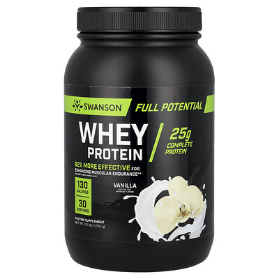 Swanson Vitamins, Proteína de suero de leche con todo el potencial, Vainilla, 1050 g (2,31 lb)