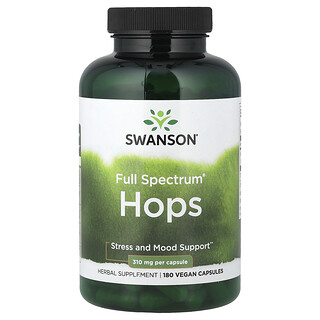 Swanson Vitamins, Lúpulo Full Spectrum®, 180 Cápsulas Veganas (310 mg por Cápsula)