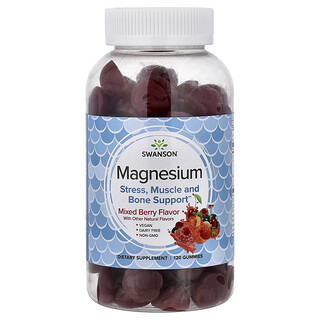 Swanson Vitamins, Magnesium Gummies, Mixed Berry, 120 Gummies (100 mg per Gummy)