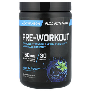 Swanson Vitamins, Preentrenamiento con todo el potencial, Frambuesa azul, 360 g (12,7 oz)