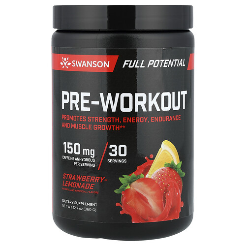 Swanson Vitamins, Full Potential Pre-Workout, Strawberry-Lemonade, 12.7 oz (360 g)