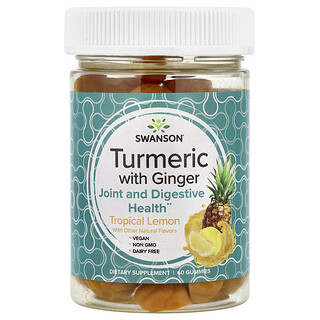 Swanson Vitamins, Turmeric With Ginger Gummies, Tropical Lemon, 60 Gummies