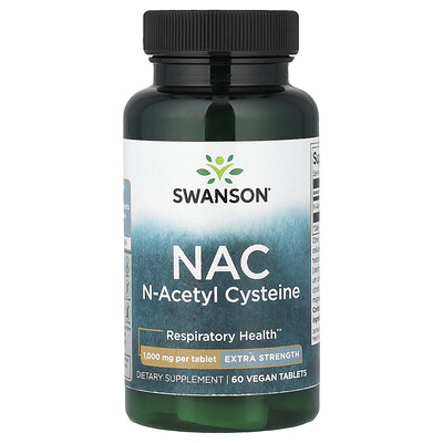 Swanson Vitamins, NAC, 60 comprimidos veganos (1 g por comprimido)