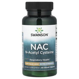 Swanson Vitamins, NAC, 60 веганских таблеток (1 г в 1 таблетке)