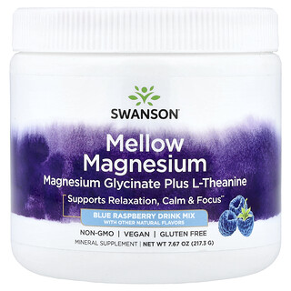 Swanson Vitamins, Mélange à boire moelleux au magnésium, Framboise bleue, 217,3 g