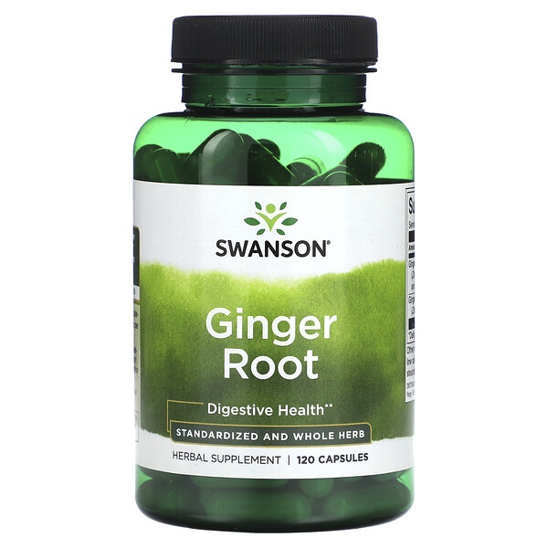 Swanson, Ginger Root, Standardized and Whole Herb, 120 Capsules