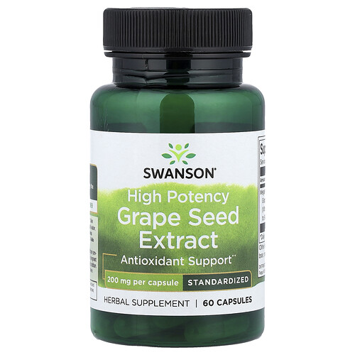 Swanson Vitamins Grape Seed Extract. High Potency, 200 mg, 60 Capsules