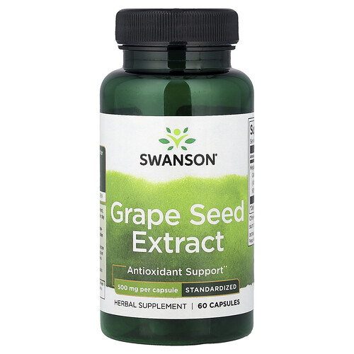 Swanson Vitamins Grape Seed Extract, Standardized, 500 mg, 60 Capsules