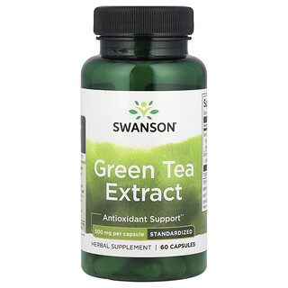 Swanson Vitamins, Extracto de té verde, 500 mg, 60 cápsulas