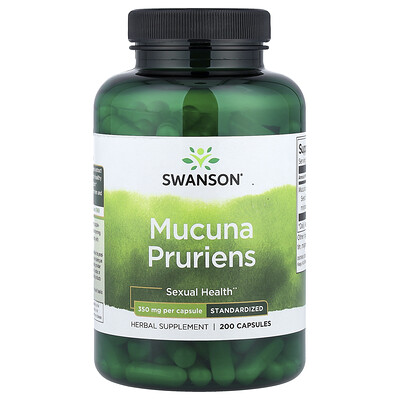 Swanson Vitamins, Mucuna pruriens, Suplemento estandarizado, 350 mg, 200 cápsulas
