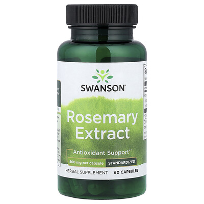 Swanson, Extracto de romero, Estandarizado, 500 mg, 60 cápsulas
