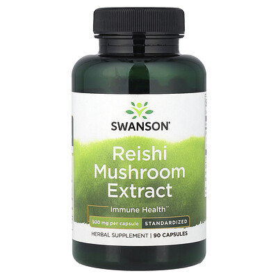 Swanson Vitamins, Extracto de hongo reishi, Estandarizado, 500 mg, 90 cápsulas