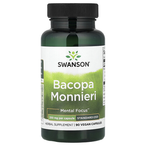 Swanson Vitamins, Bacopa Monnieri, Kleines Fettblatt, 250 mg, 90 Kapseln