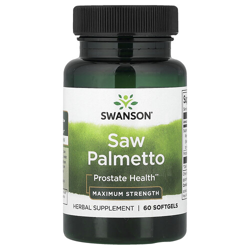 Swanson Vitamins, Saw Palmetto, Sägepalmenbeere, maximale Stärke, 60 Weichkapseln