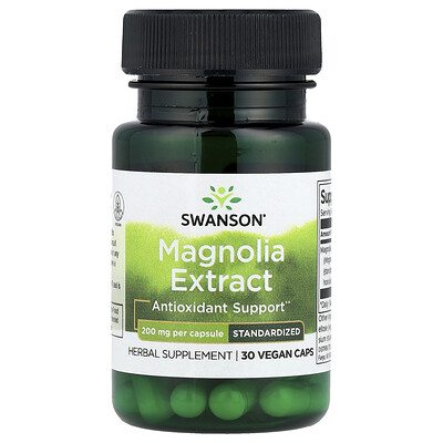 Swanson Vitamins, Extracto de magnolia, 200 mg, 30 cápsulas veganas