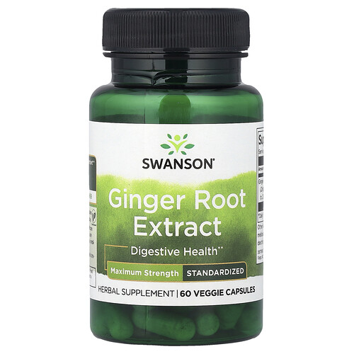 Swanson Vitamins Ginger Root Extract, Standardized, 60 Veggie Capsules (200 mg per Capsule)