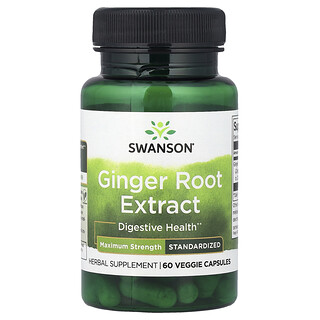 Swanson Vitamins, екстракт кореня імбиру, стандартизований, 60 вегетаріанських капсул (200 мг на капсулу)